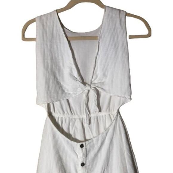 159. Peixoto Boho Sofi Dress Coconut Stripe Cutout Mini Dress SZ M White Lace - Picture 5 of 10